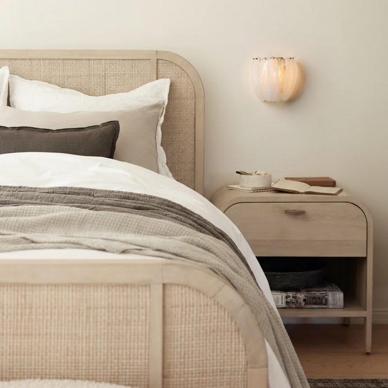 Velora wall lamp in a customer bedroom setting