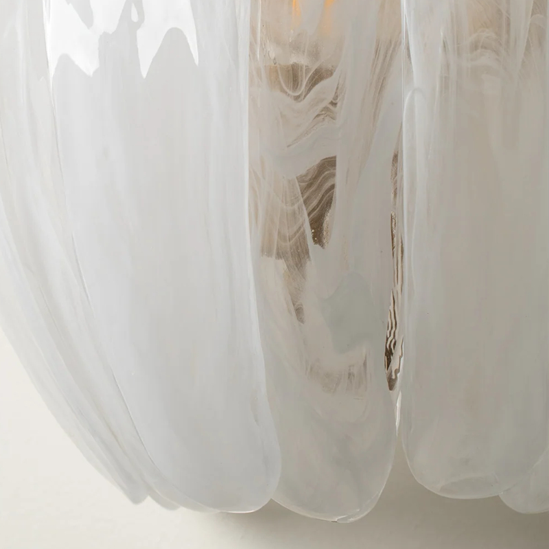 Close-up of veined glass shade
