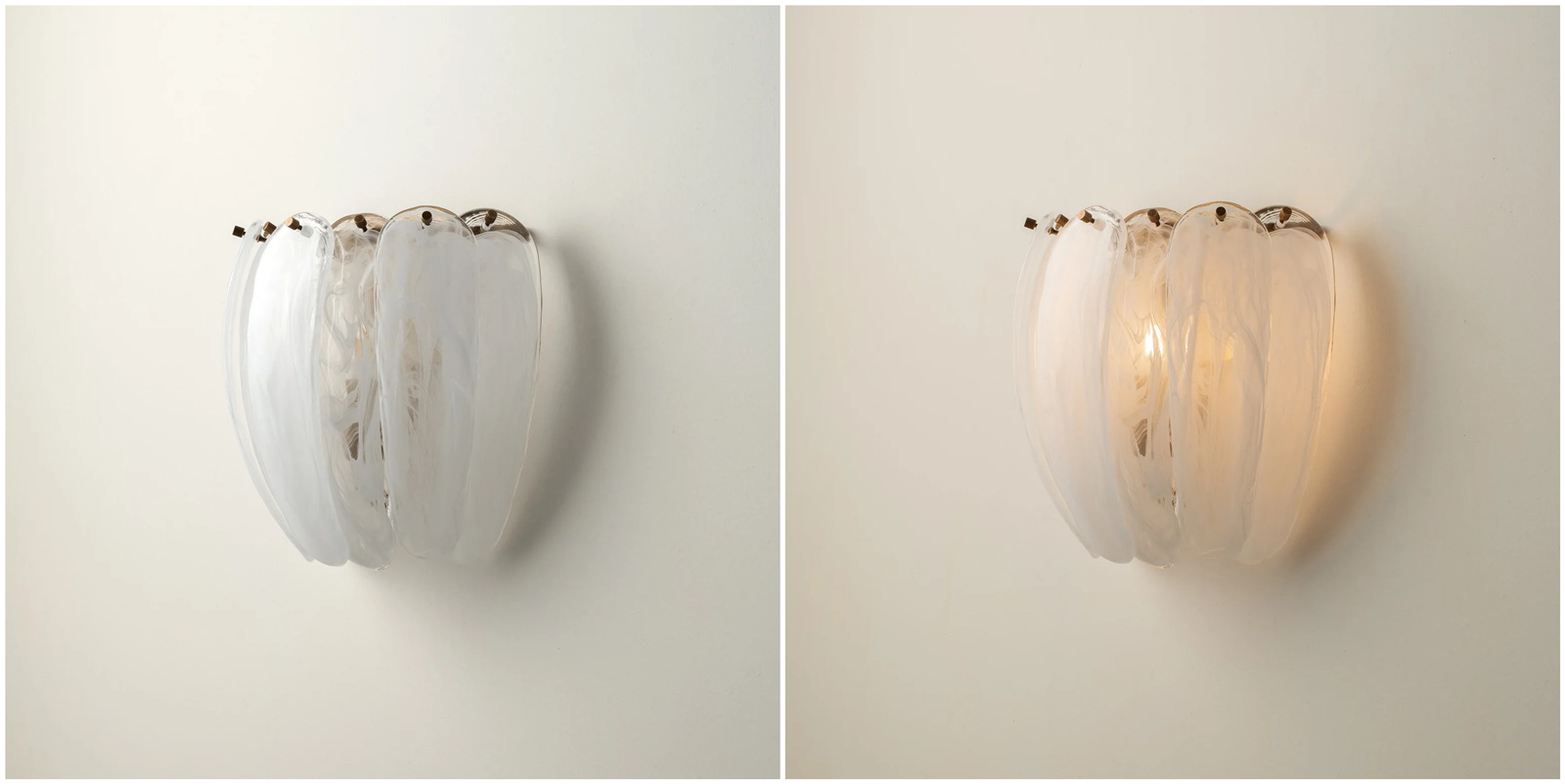Velora wall lamp off and on light comparison