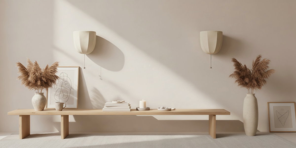 Fablune linen wall lamp in a calm living room scene