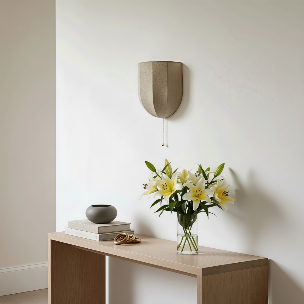 Customer styled console with Fablune wall lamp