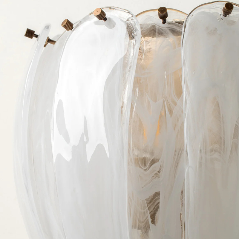 Close-up of layered glass shade petals