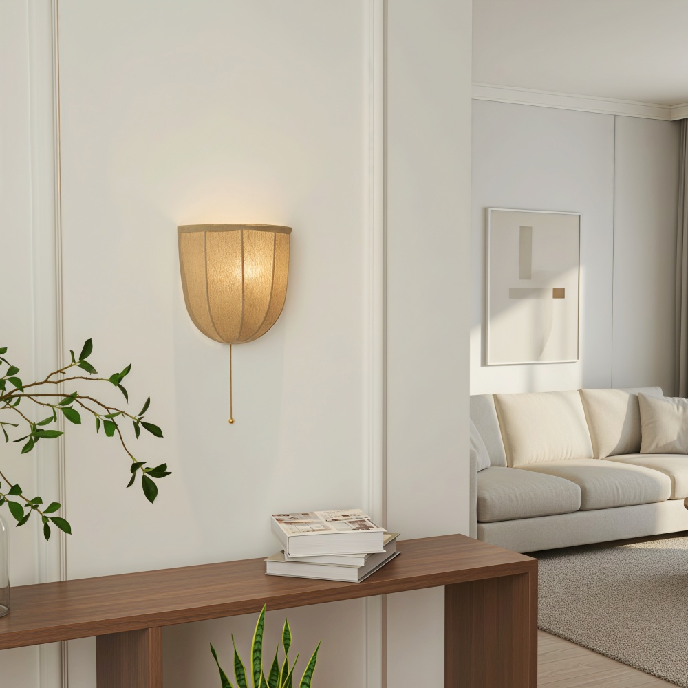 Fablune wall lamp styled above a console table