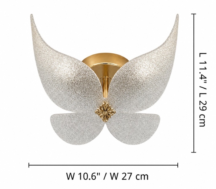 Lucenda Butterfly lamp size diagram showing W 10.6 inches and L 11.4 inches
