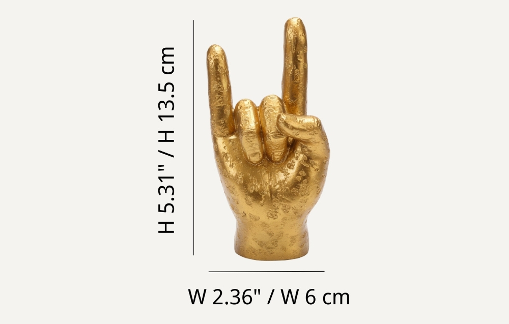 Gold Rock On Wall Hand dimensions diagram