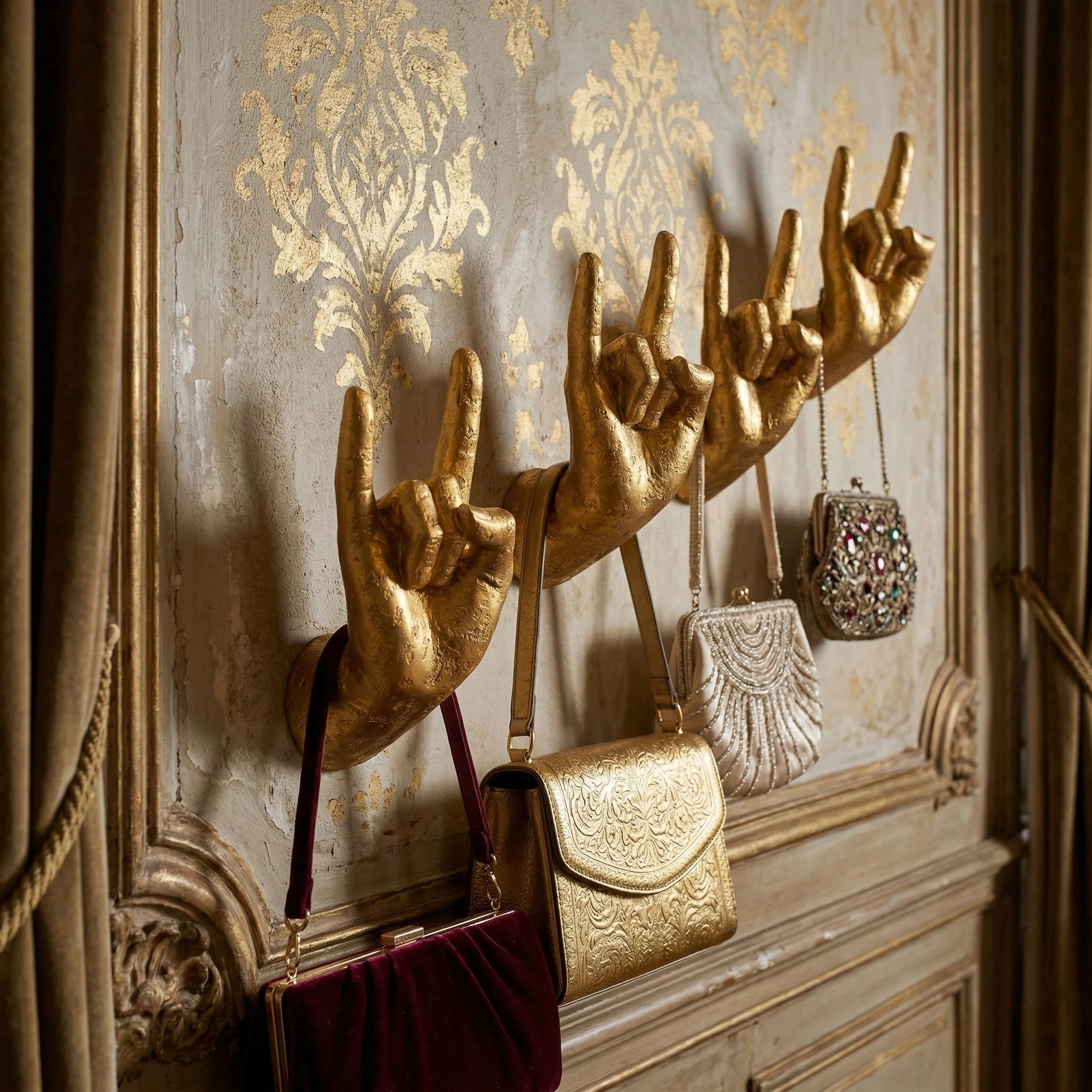 Gold Rock On Wall Hands displayed in a decorative wall arrangement