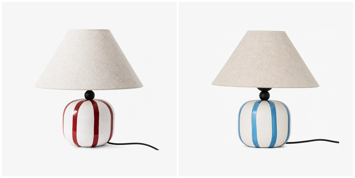 Red and white and blue and white Ceruna lamp color options