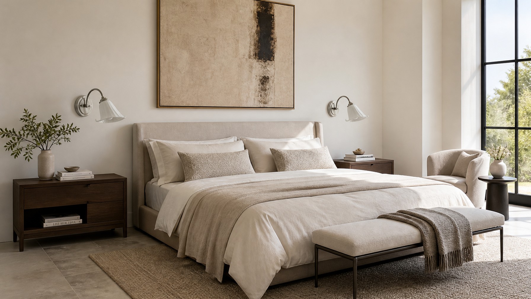 Bedroom styled with Celvane wall lamps