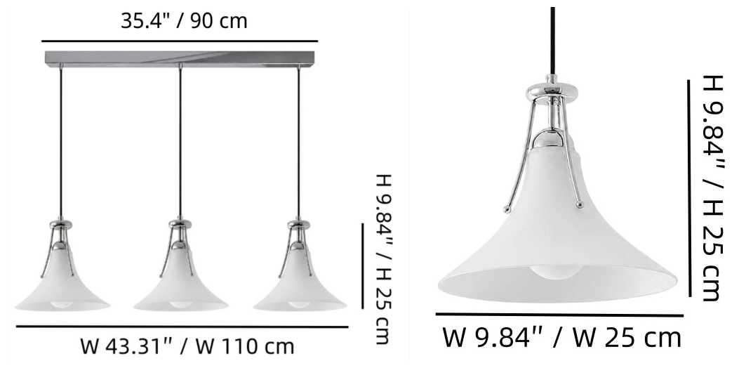 Kallera pendant light dimensions diagram