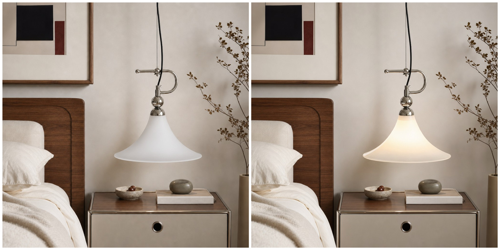 Switch light comparison for the Kallera Magnolia Pendant Light