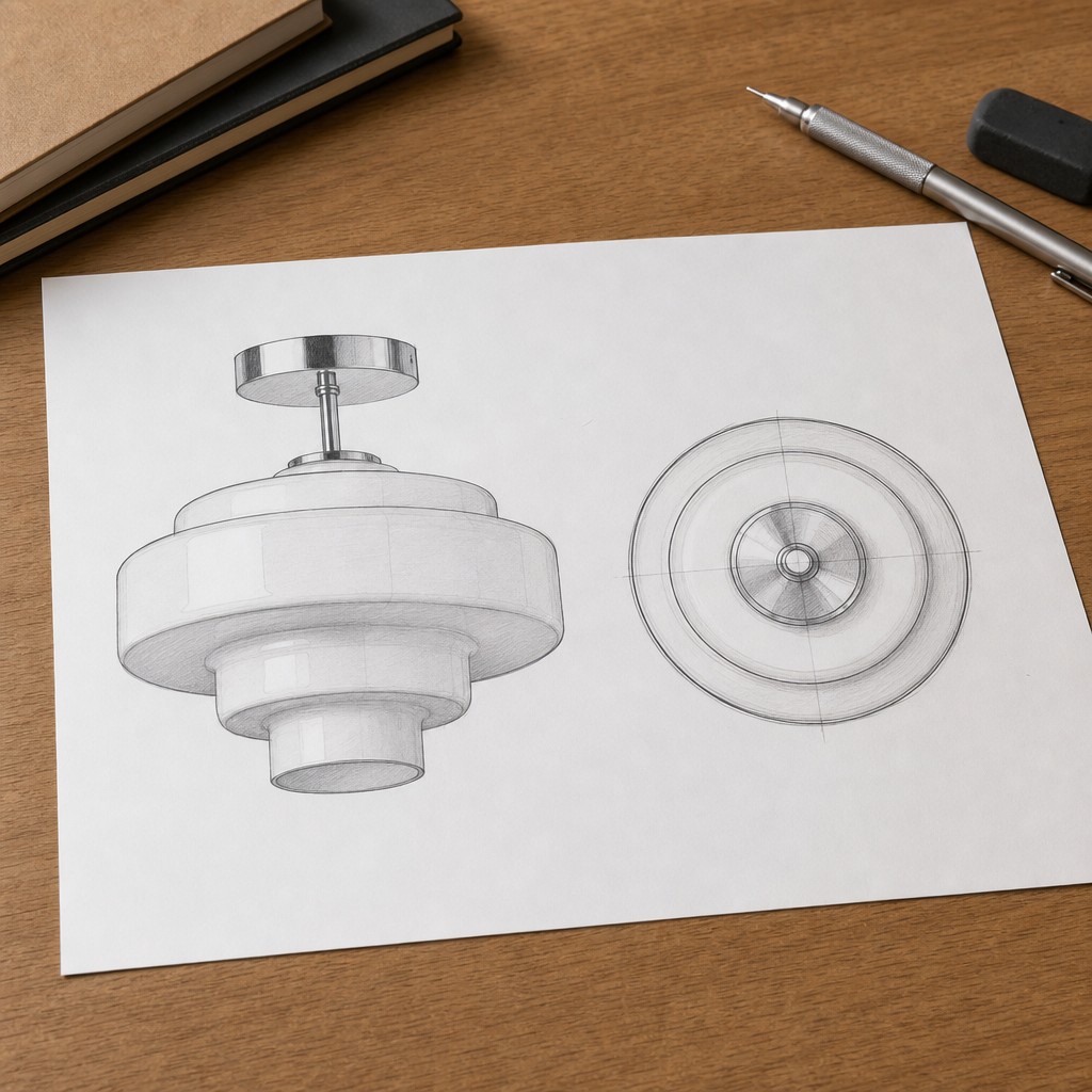 Koloro ceiling light design sketch