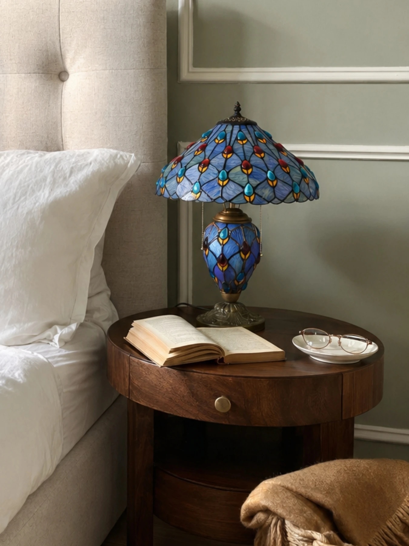 Tiffany lamp styled in a living room