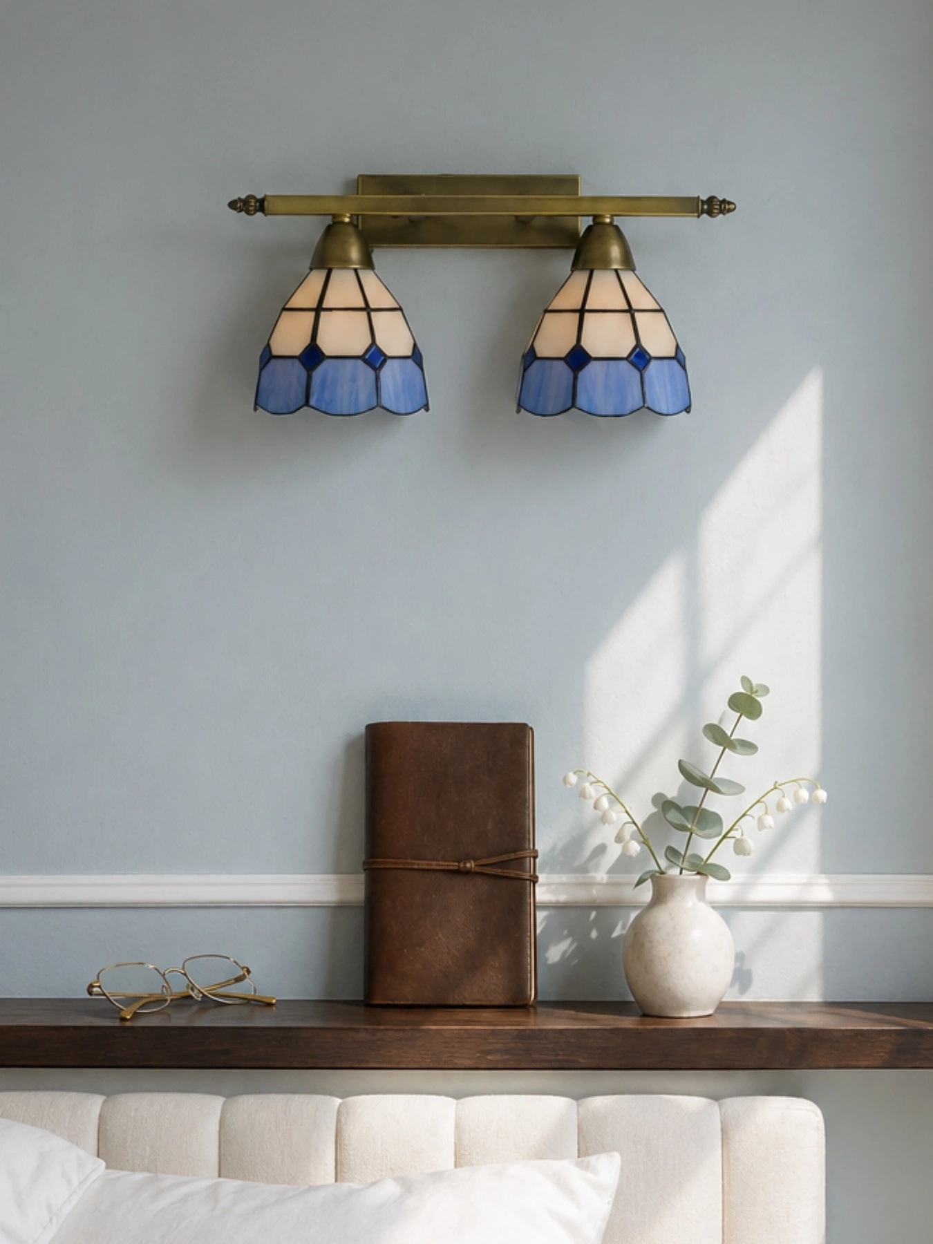 Tiffany lamp on a side table