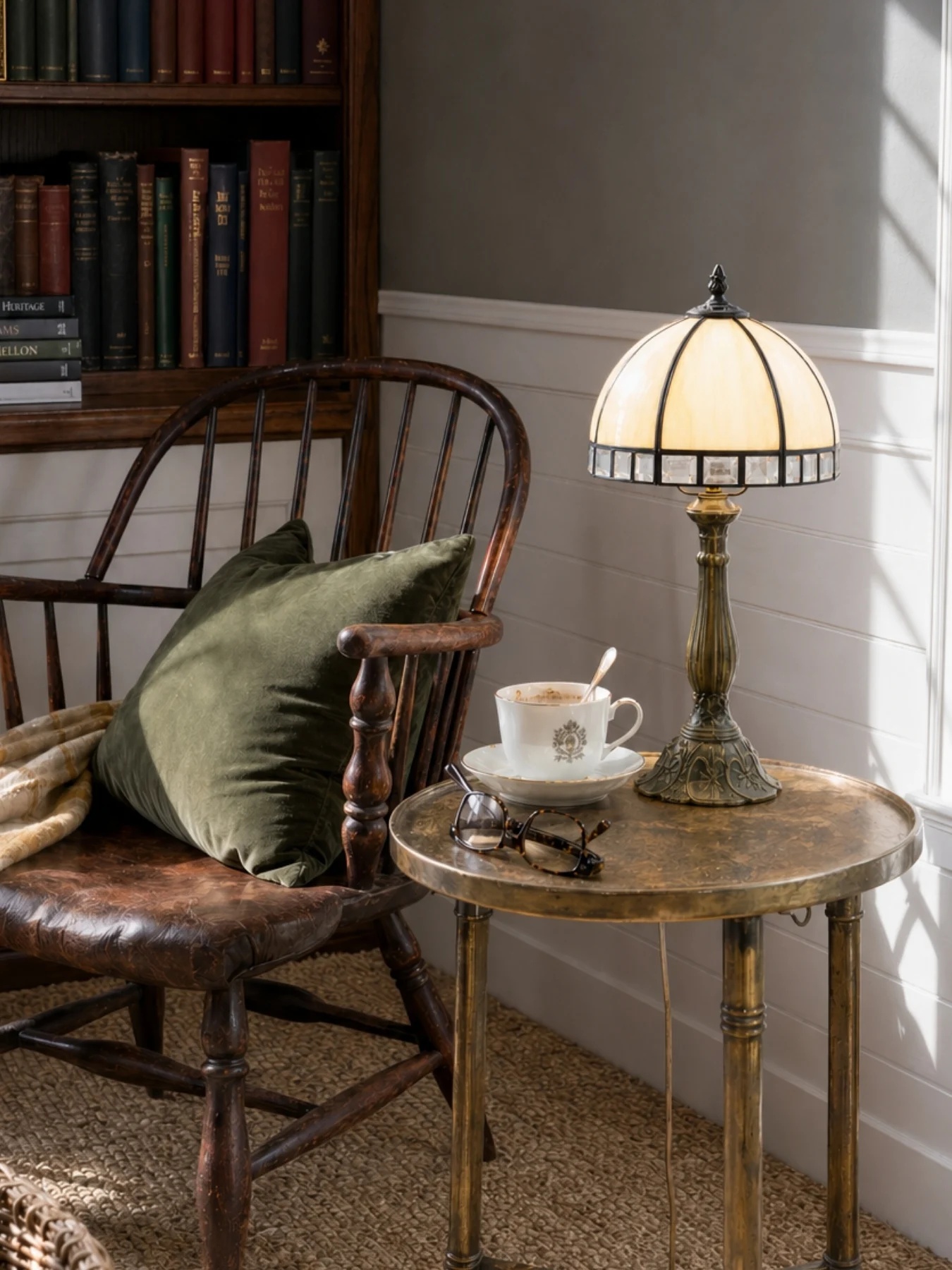 Tiffany lamp in a real bedroom or living room setting