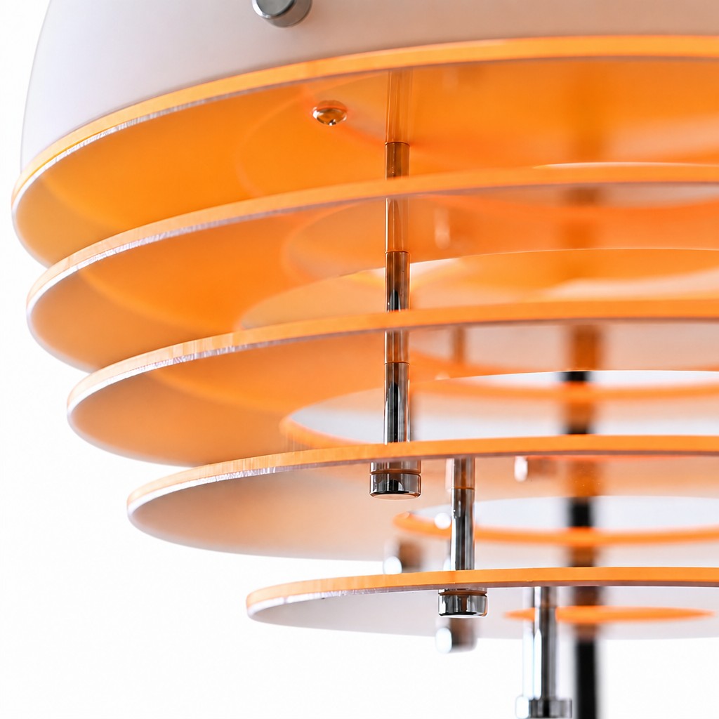 Close-up of the orange glass shade detail