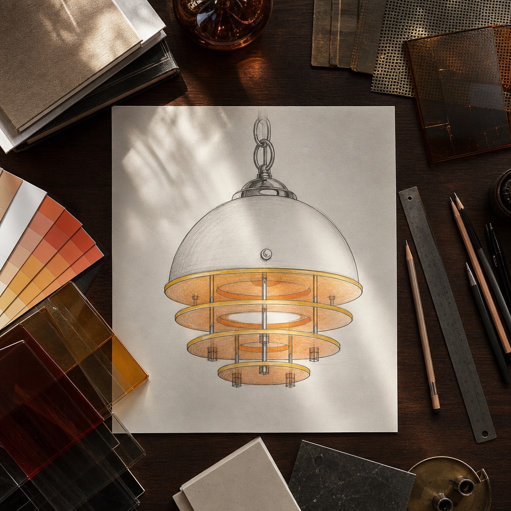 Artistic concept sketch for the lamp