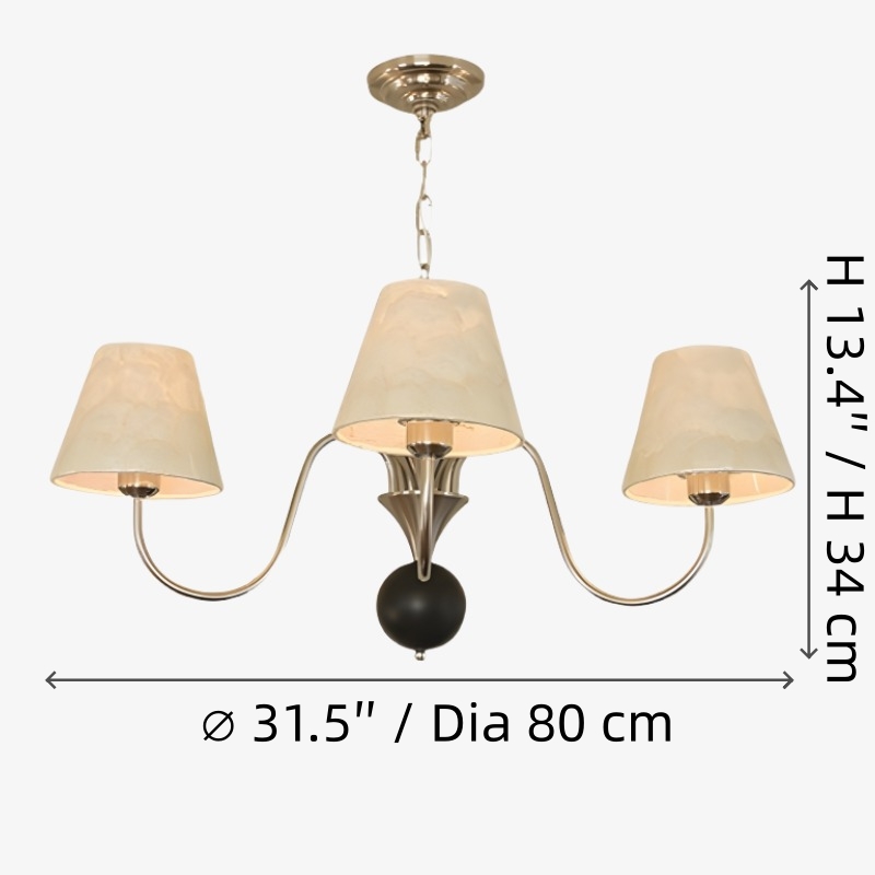 3 heads Micahell chandelier size diagram