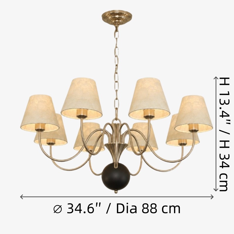 8 heads Micahell chandelier size diagram