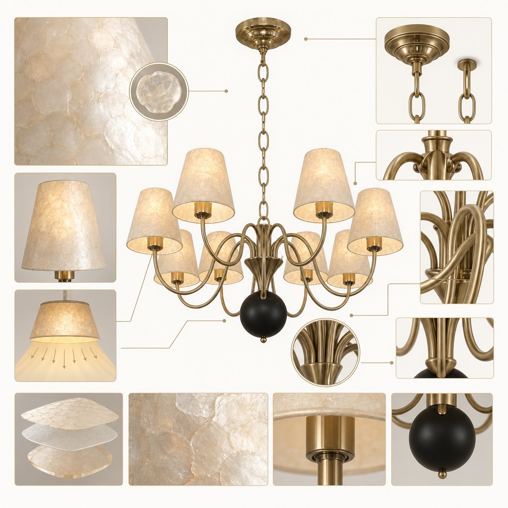 Signature hand-crafted detail diagram for Micahell chandelier