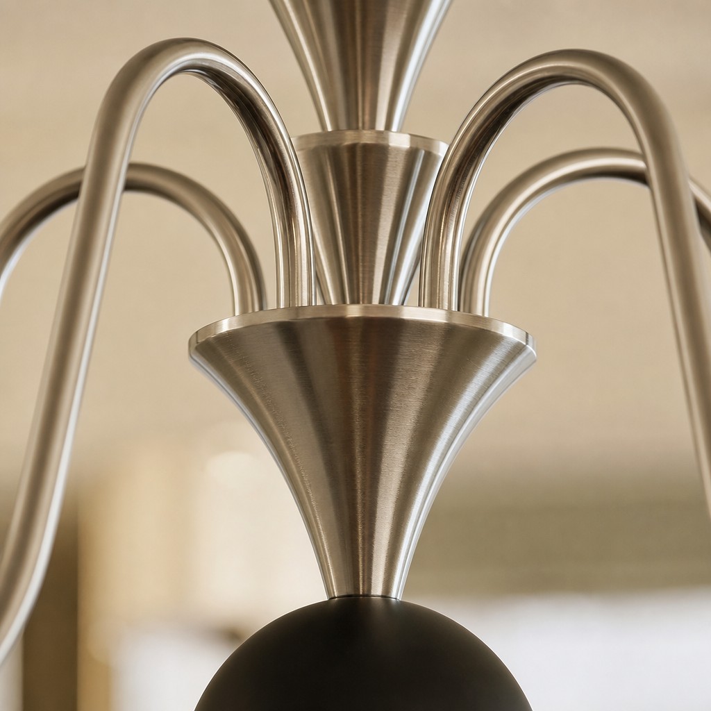 Close-up of refined metal branch frame