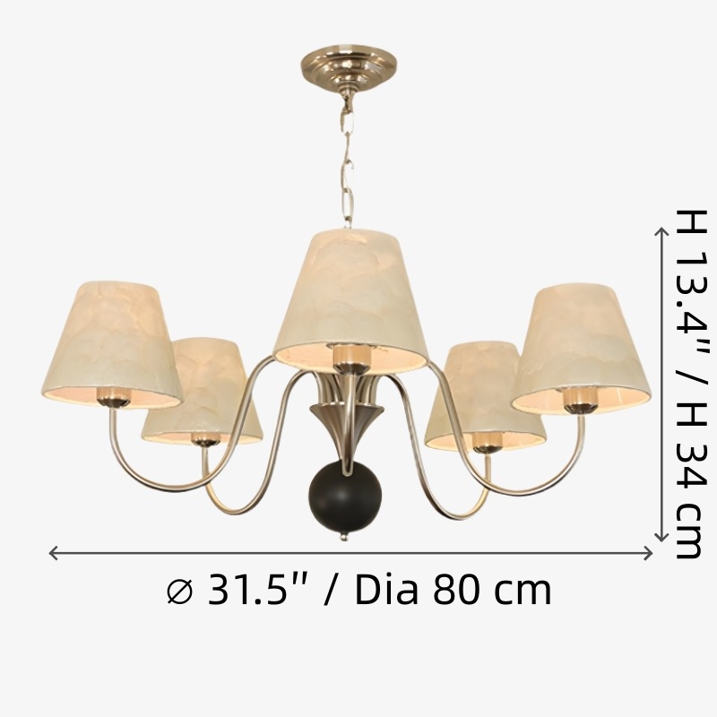 5 heads Micahell chandelier size diagram