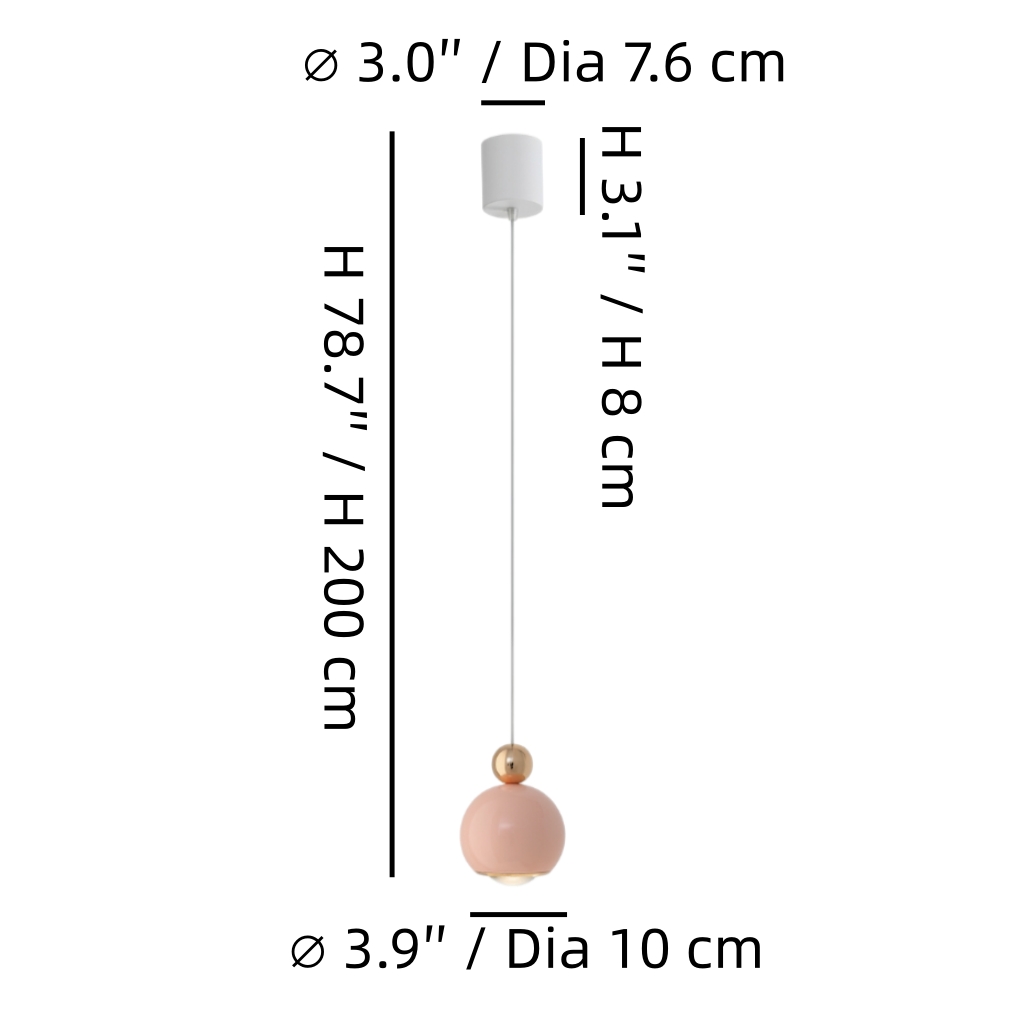 Glintap pendant lamp size diagram