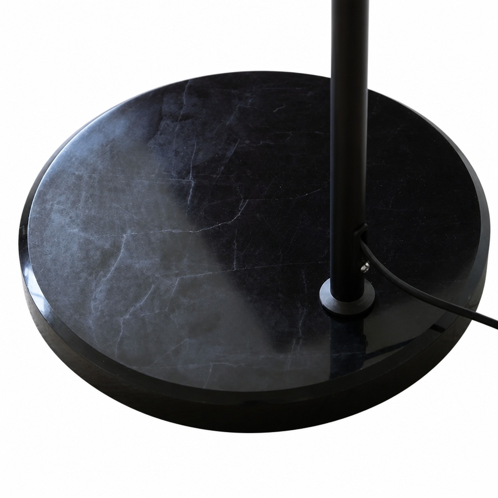 Round black marble base detail