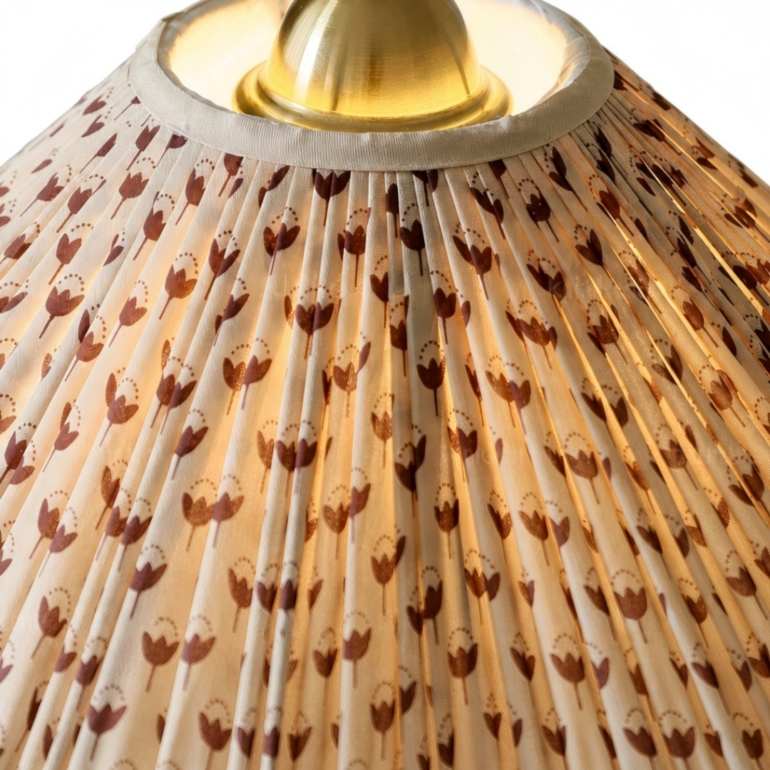 Pleated floral fabric lampshade detail