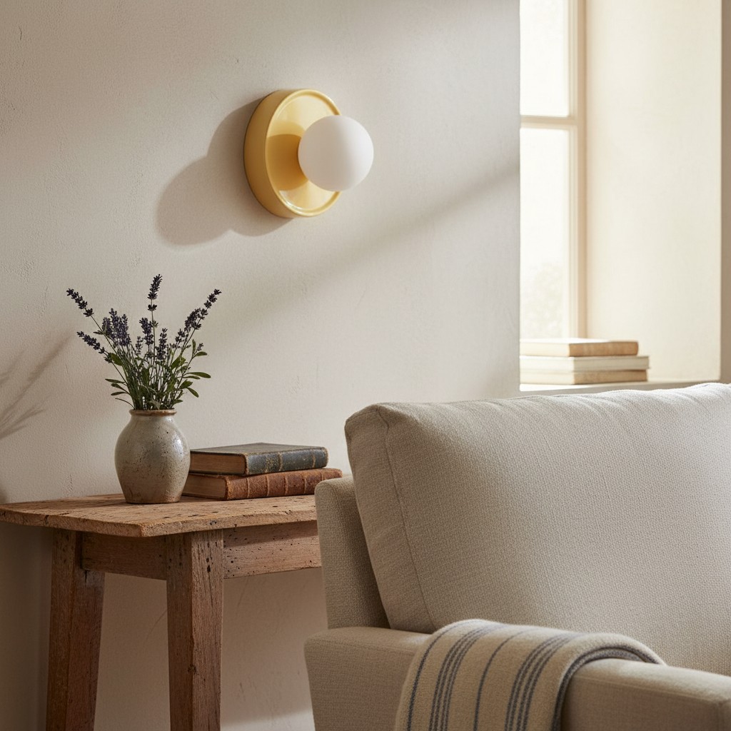 Customer room photo with yellow Solna wall sconce