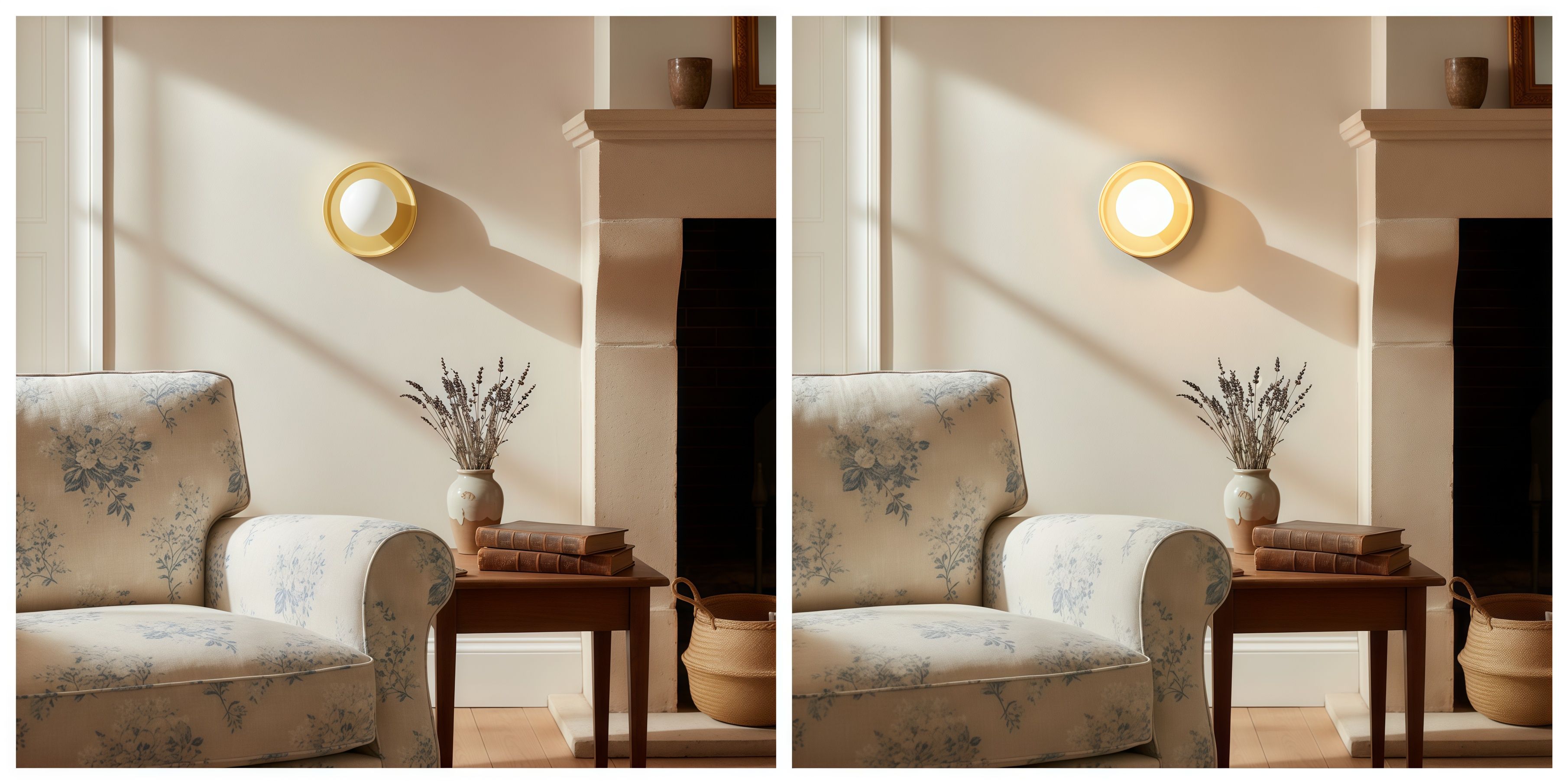 Switch light comparison for the Solna wall sconce