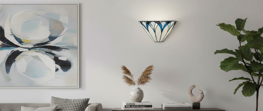 TF Allanton stained wall lamp styled in a room