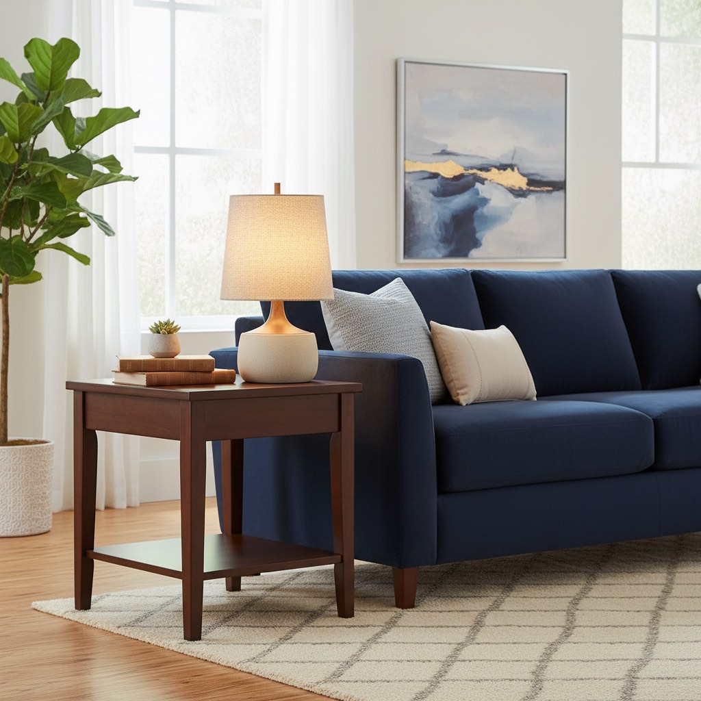 Avero table lamp beside a sofa