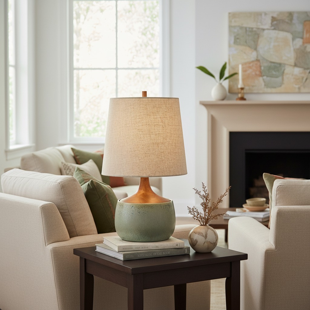 Avero table lamp on a side table in a bright room