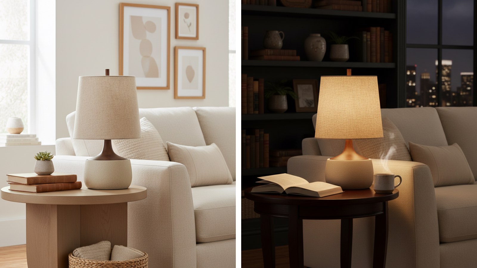 Lighting effect comparison for the Avero table lamp