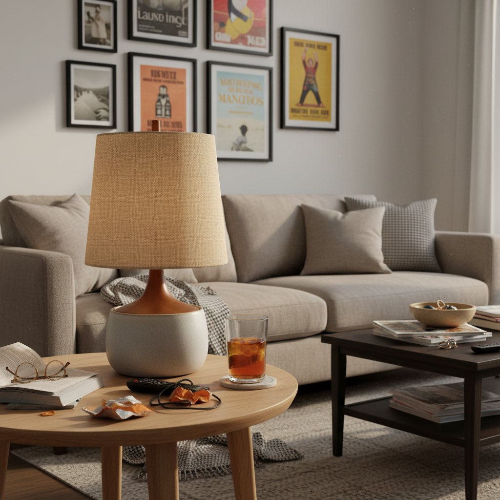 Customer side table photo with the Avero table lamp