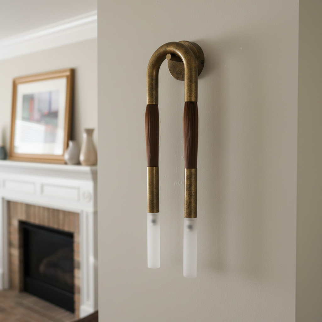 Customer room with gold old Strandia wall sconce