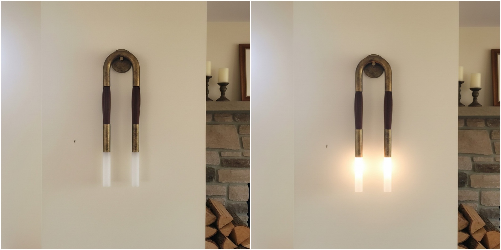 Strandia wall sconce switch light comparison