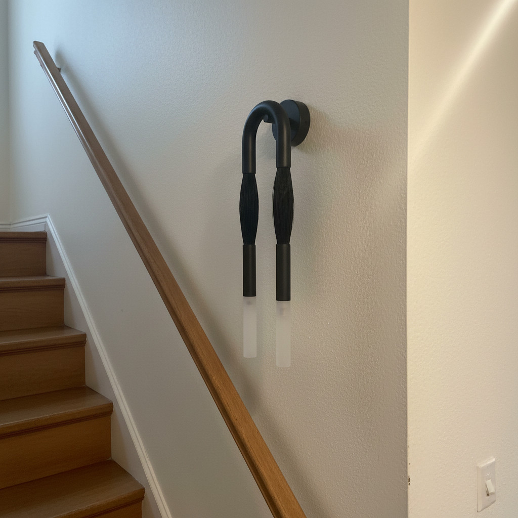 Customer stairway with black Strandia wall sconce