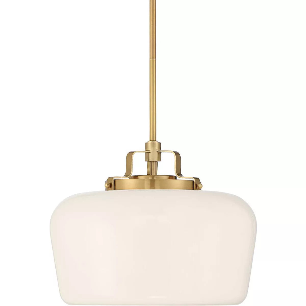 Close view of the pendant stem and shade connection