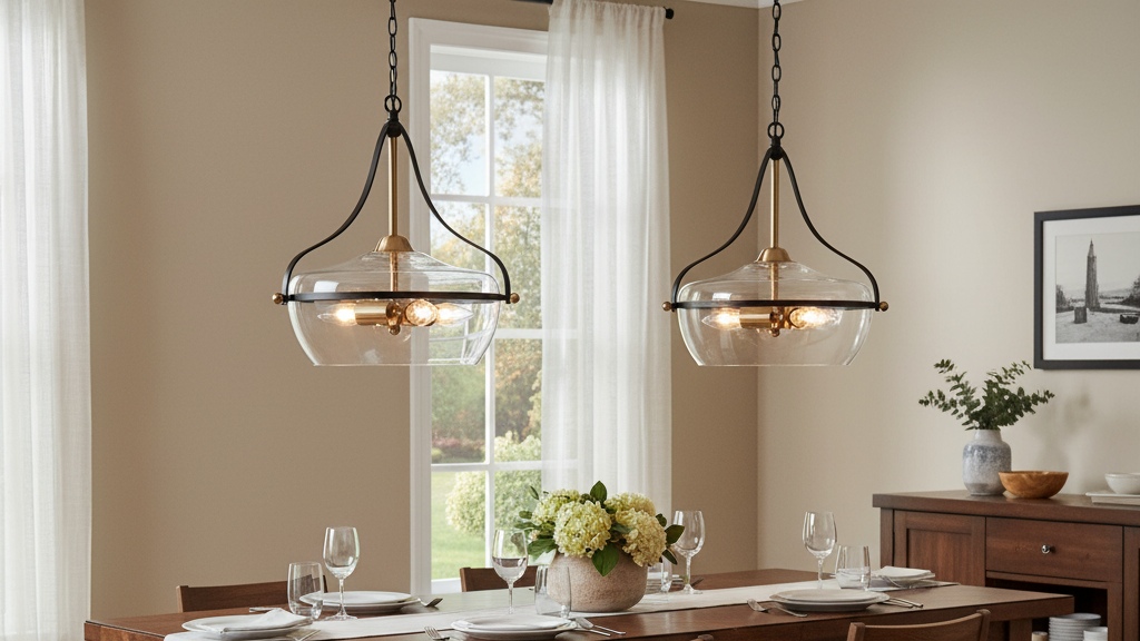 Lirra clear glass pendant lights above a dining table