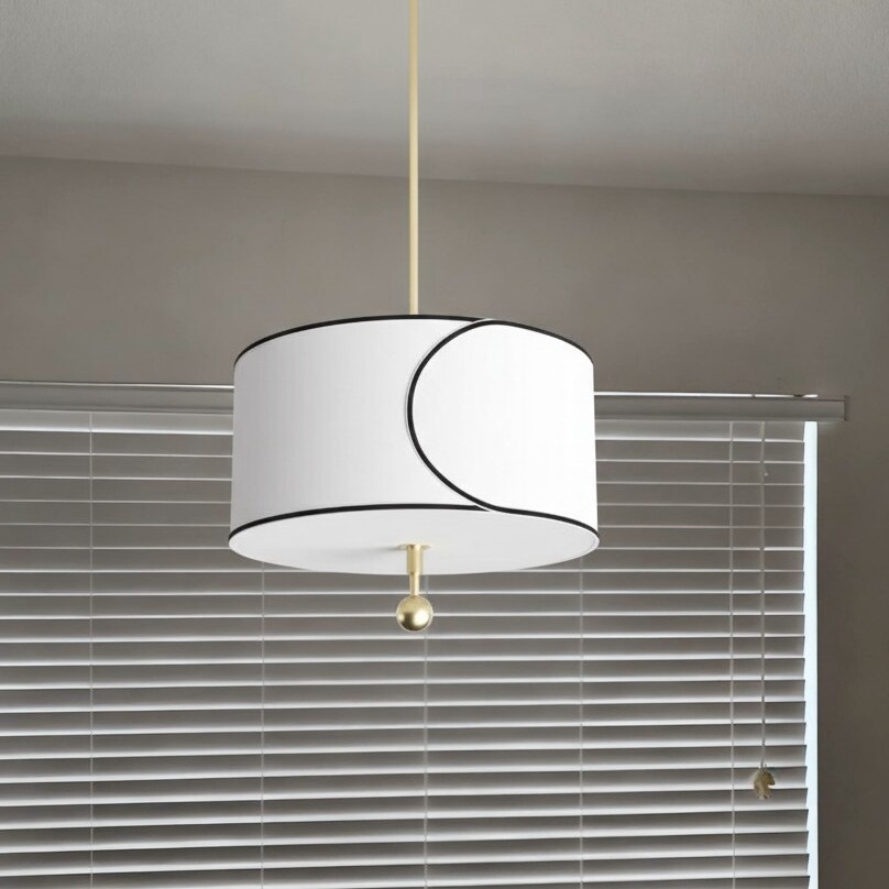 Customer photo of Roven pendant light installed above window blinds