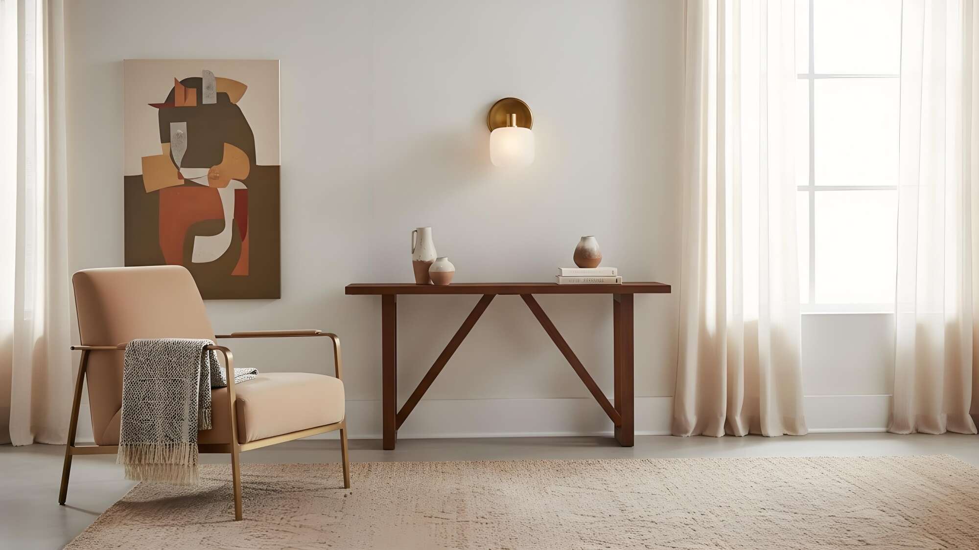 Lirra wall sconce styled in a modern room