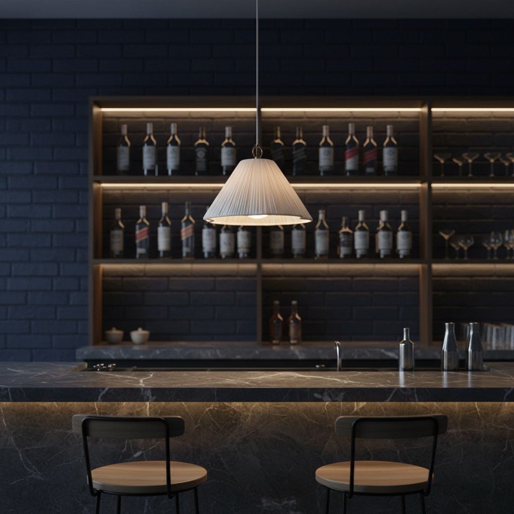 Blossine pendant light in a dark bar setting