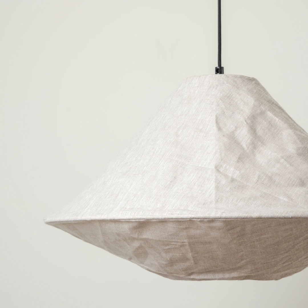 Close view of the natural woven fabric shade