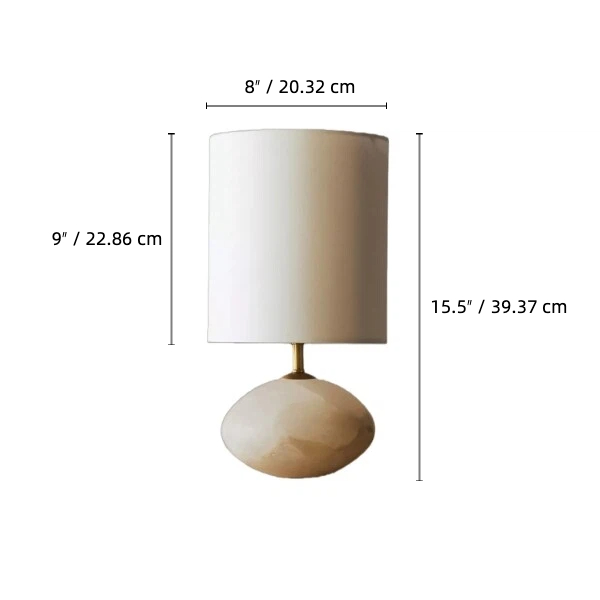 Diagrama de dimensiones de la lámpara de mesa Albi