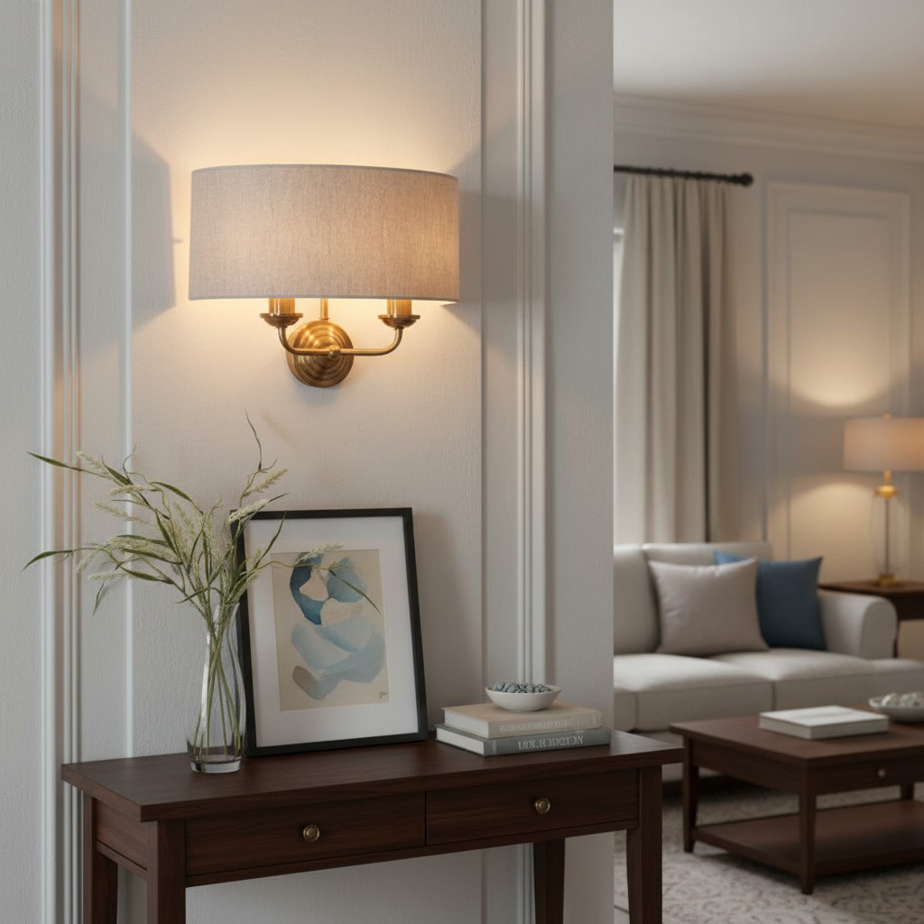 Tela wall sconce in living room setting