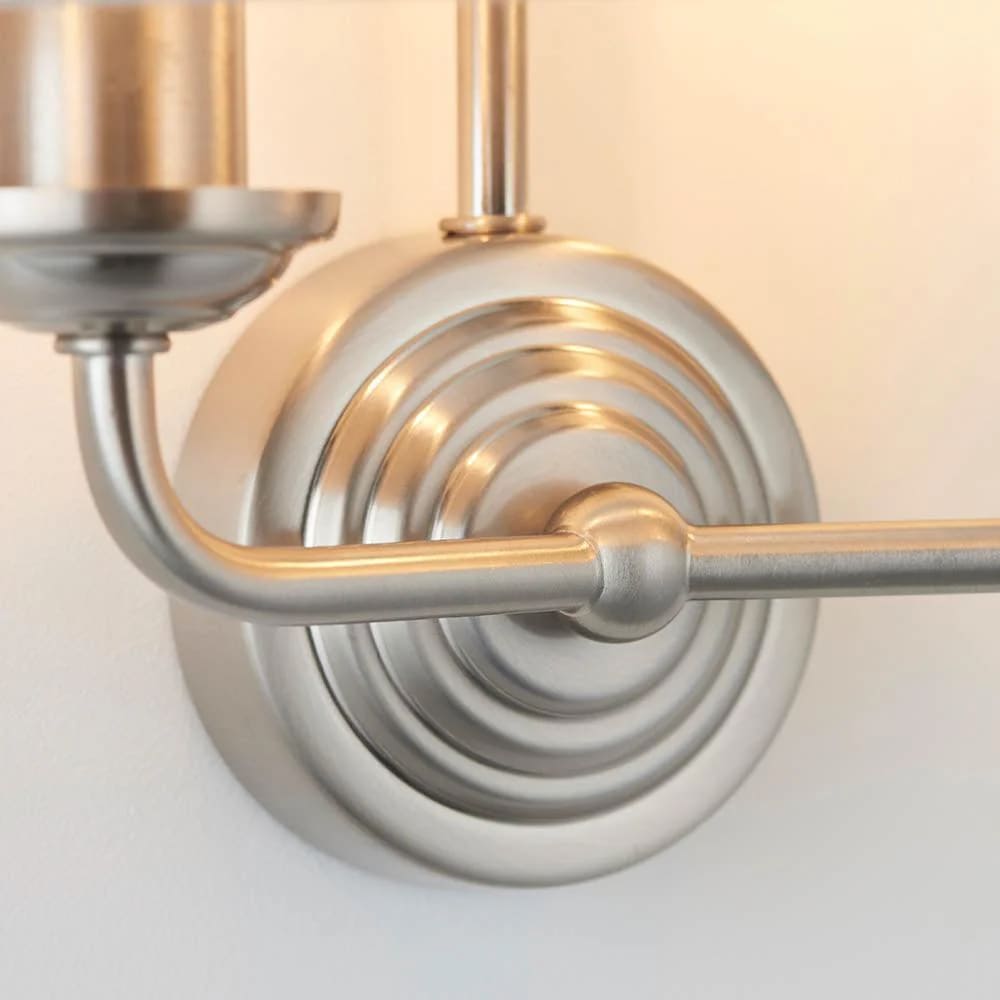 Close look at brushed metal wall plate detail