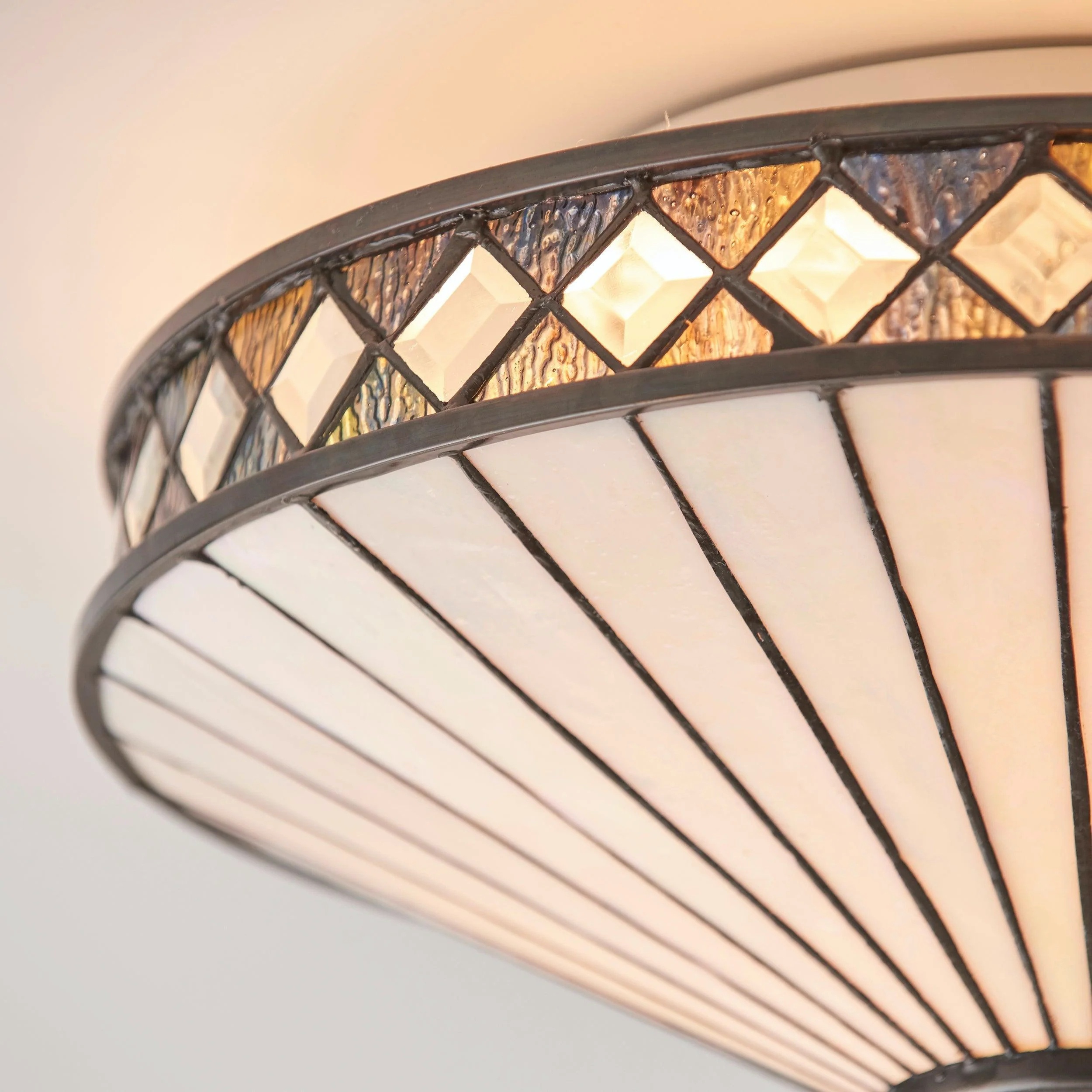 Close-up of TiffStar art glass shade