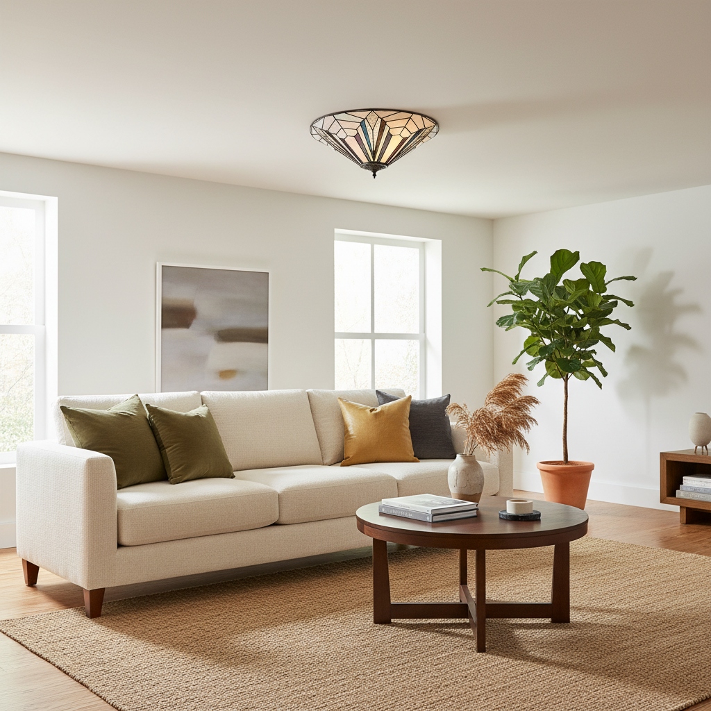 TiffStar ceiling light above a sofa setting