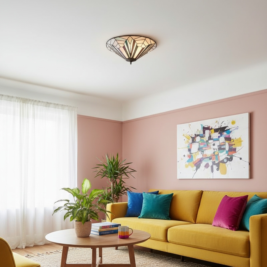 Customer living room with TiffStar ceiling light